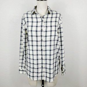 Marine Layer Shirt M Black White Plaid Button-Front Collared Long Sleeve Top